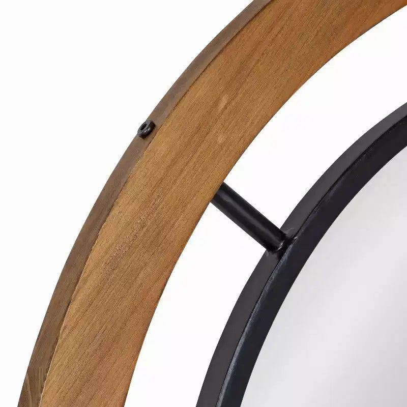 Miroir mural rond de 32 po, cadre en bois rustique brun, style shabby chic, aucun assemblage requis