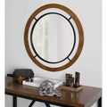 Miroir mural rond de 32 po, cadre en bois rustique brun, style shabby chic, aucun assemblage requis