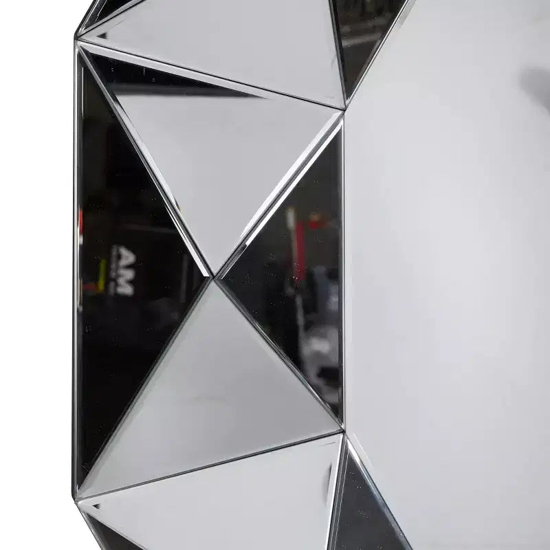 Miroir mural Starburst Glam Wood, grand rond argenté, cadre MDF