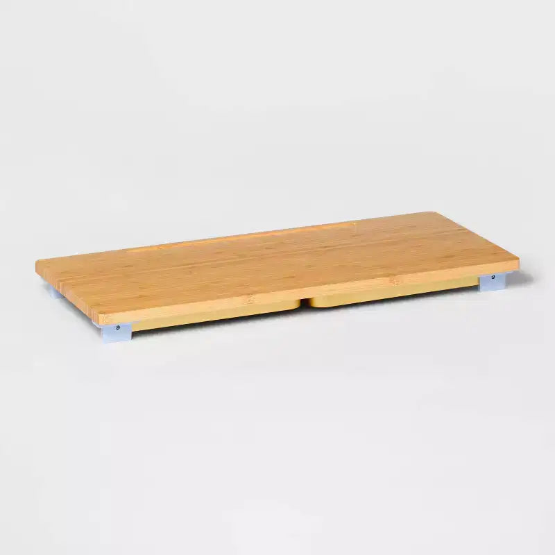 Pupitre d'ordinateur portable pliant en bambou, marron avec cadre doré
