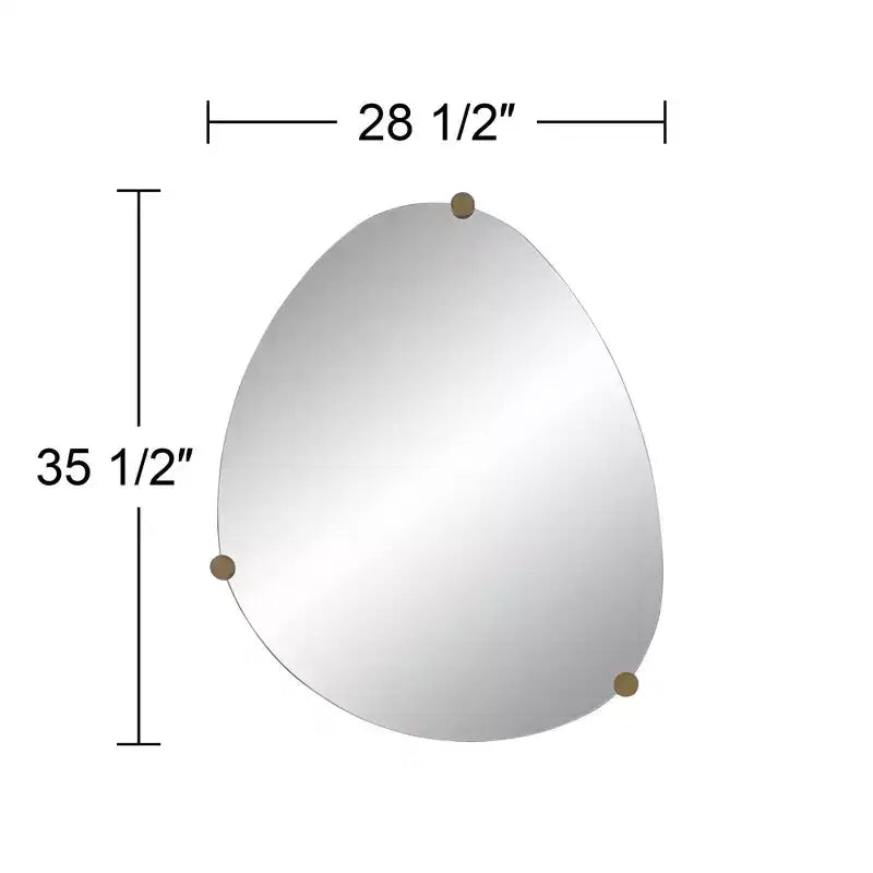 Miroir mural oblong 29" x 36", finition champagne avec 3 patères en bois