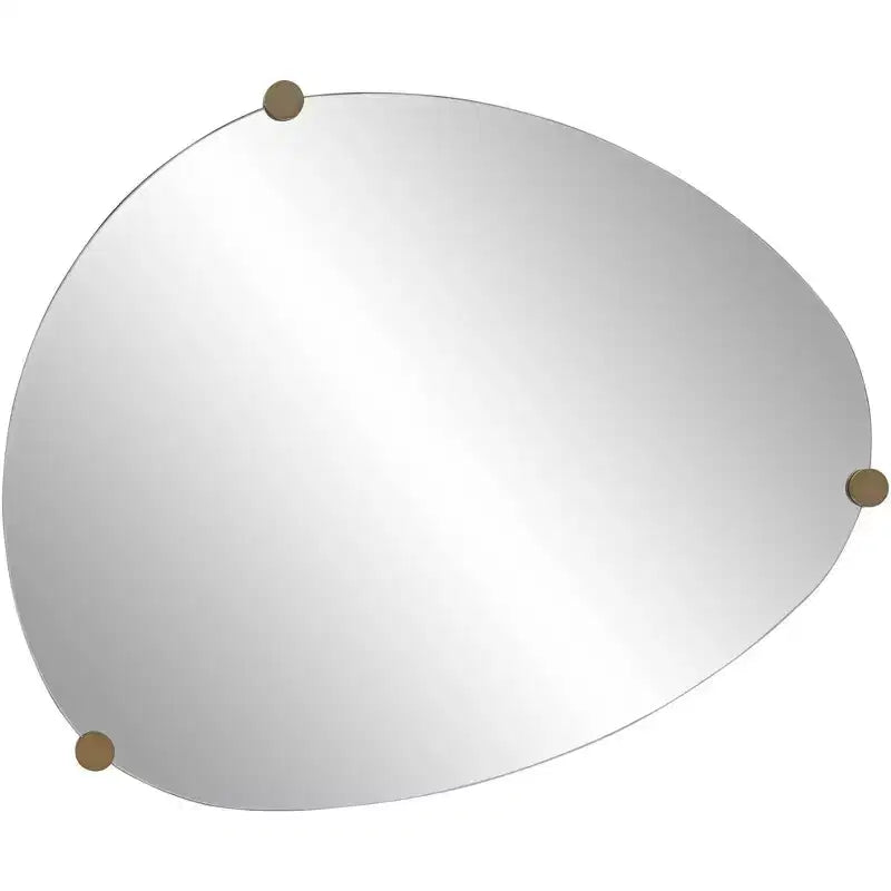 Miroir mural oblong 29" x 36", finition champagne avec 3 patères en bois