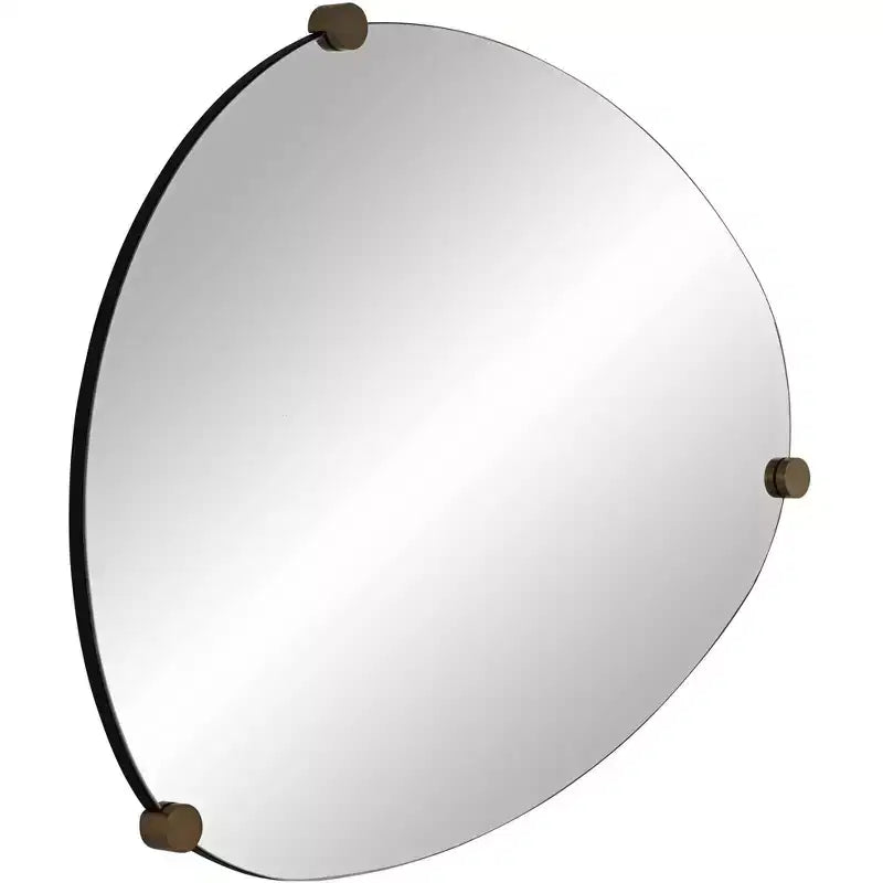 Miroir mural oblong 29" x 36", finition champagne avec 3 patères en bois