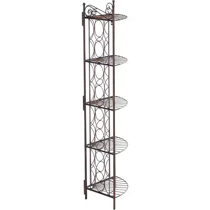 Étagère d'angle à 5 niveaux en métal cuivre brossé