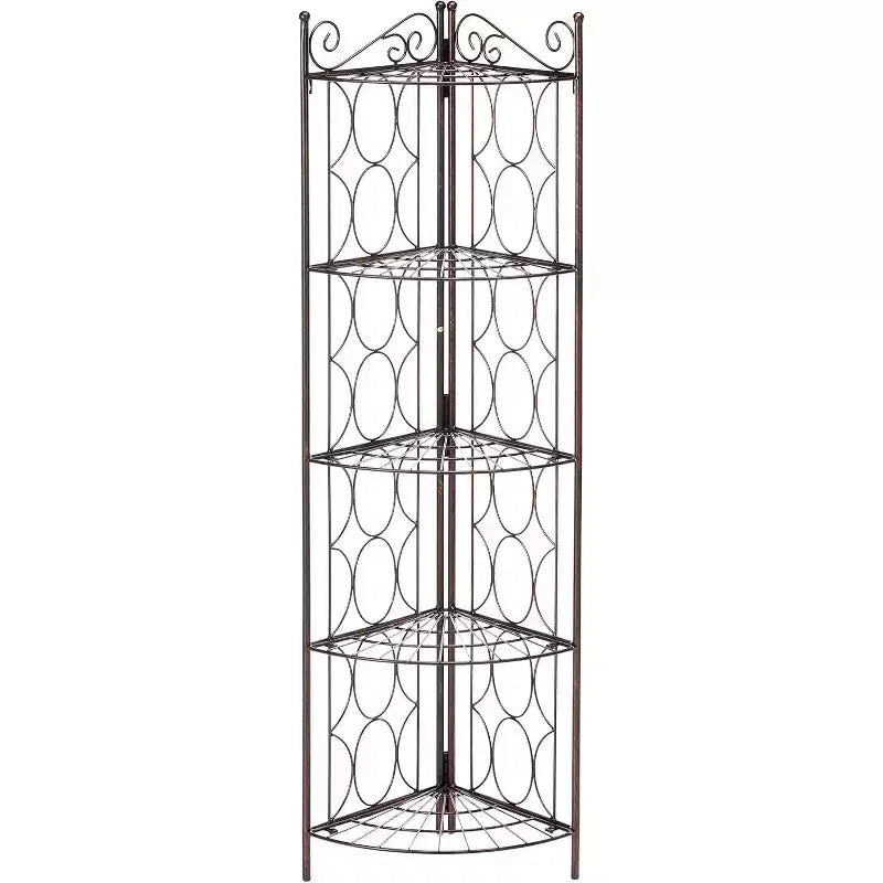 Étagère d'angle à 5 niveaux en métal cuivre brossé