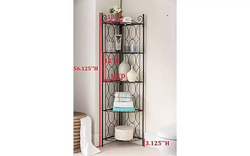Étagère d'angle à 5 niveaux en métal cuivre brossé