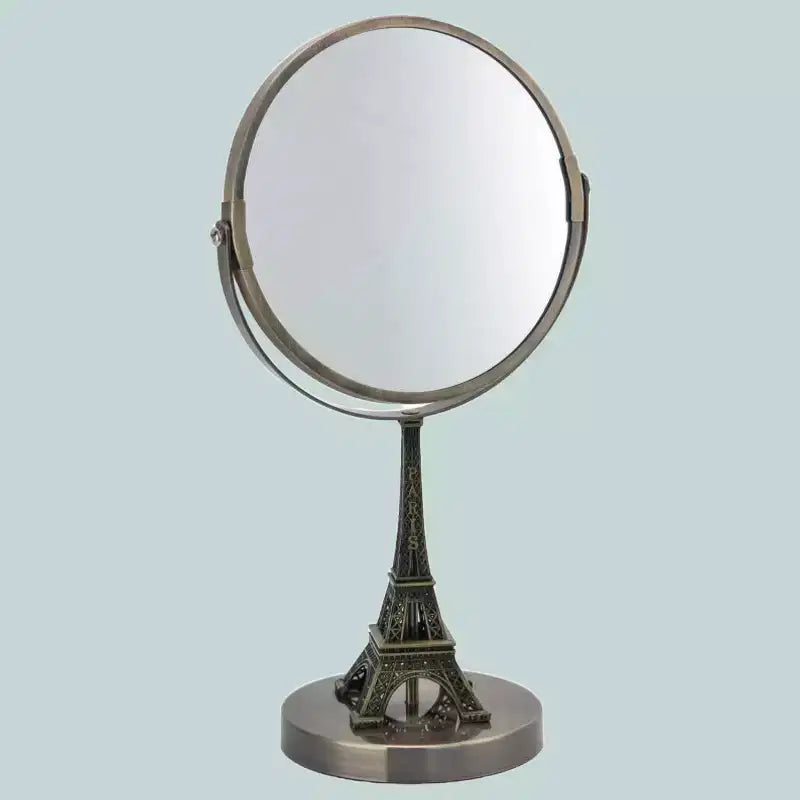 Miroir de courtoisie brodé Tour Eiffel, Or brossé, Double face standard et grossissement 3X