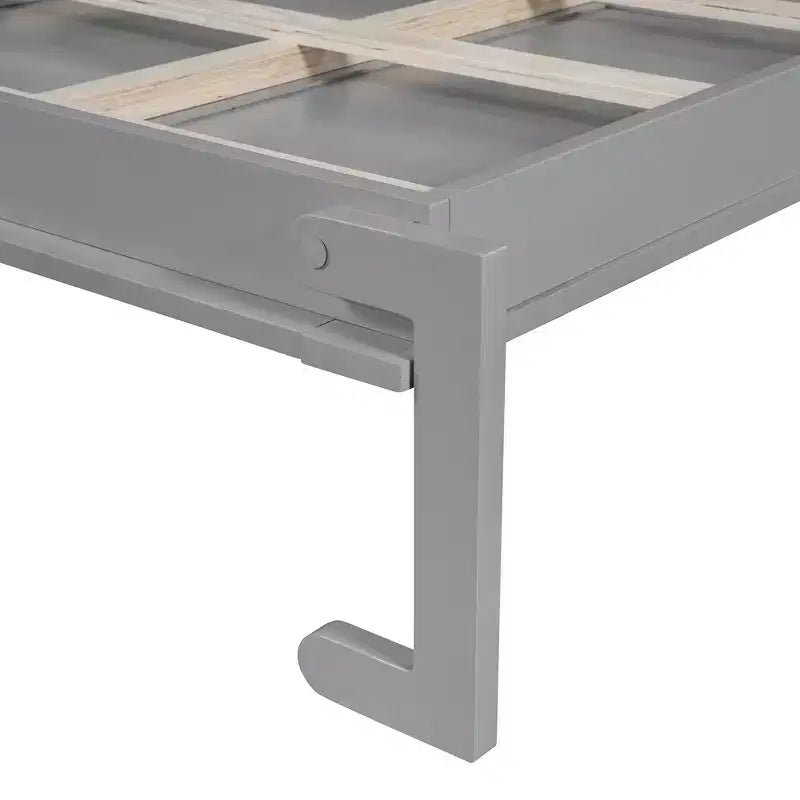Lit escamotable Queen Size avec lumières LED, Blanc/Gris