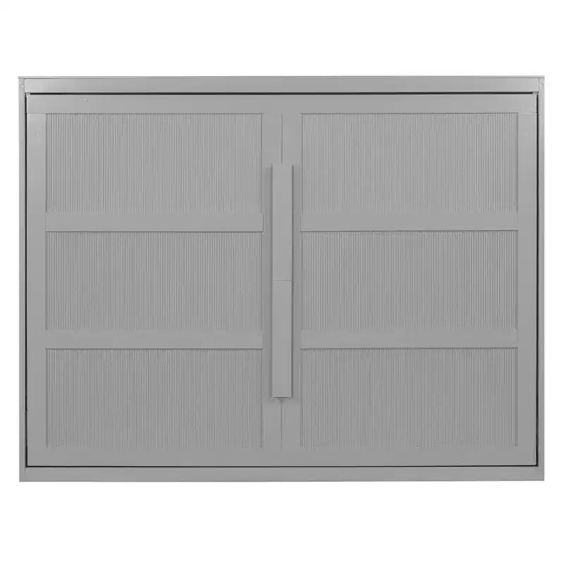 Lit escamotable Queen Size avec lumières LED, Blanc/Gris