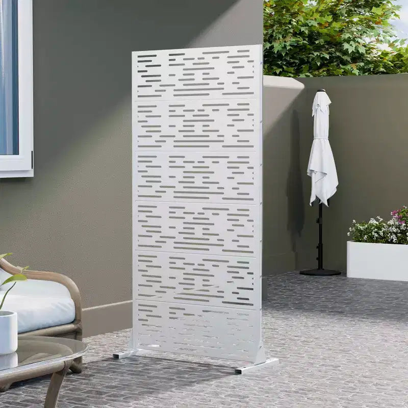 Paravent de confidentialité extérieur 72x35", blanc, séparateur pliant en 6 pièces pour jardin et terrasse