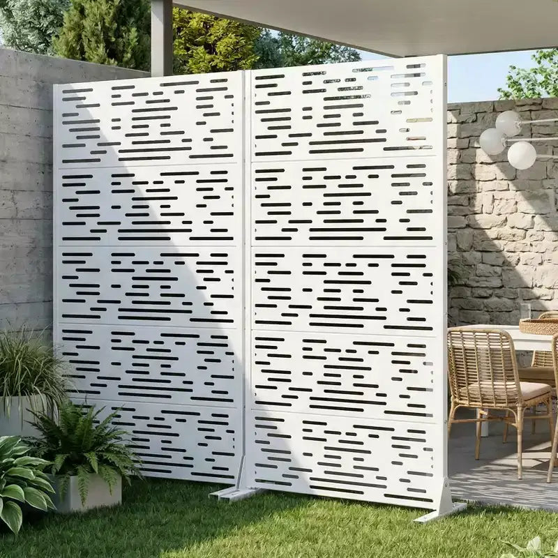 Paravent de confidentialité extérieur 72x35", blanc, séparateur pliant en 6 pièces pour jardin et terrasse
