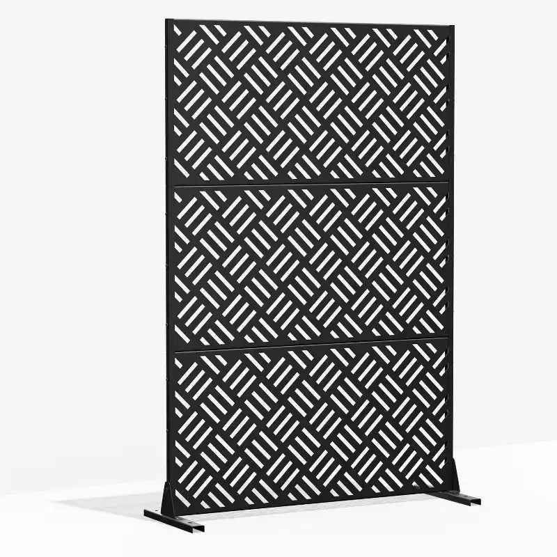 Écran d'intimité 72" pour séparateur de pièce à cadre galvanisé, clôture de jardin autoportante, noir