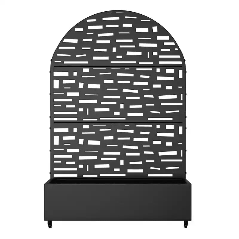 Jardinière avec treillis, arche noire en fer à bords larges, 72x47x16", lot de 3 pièces