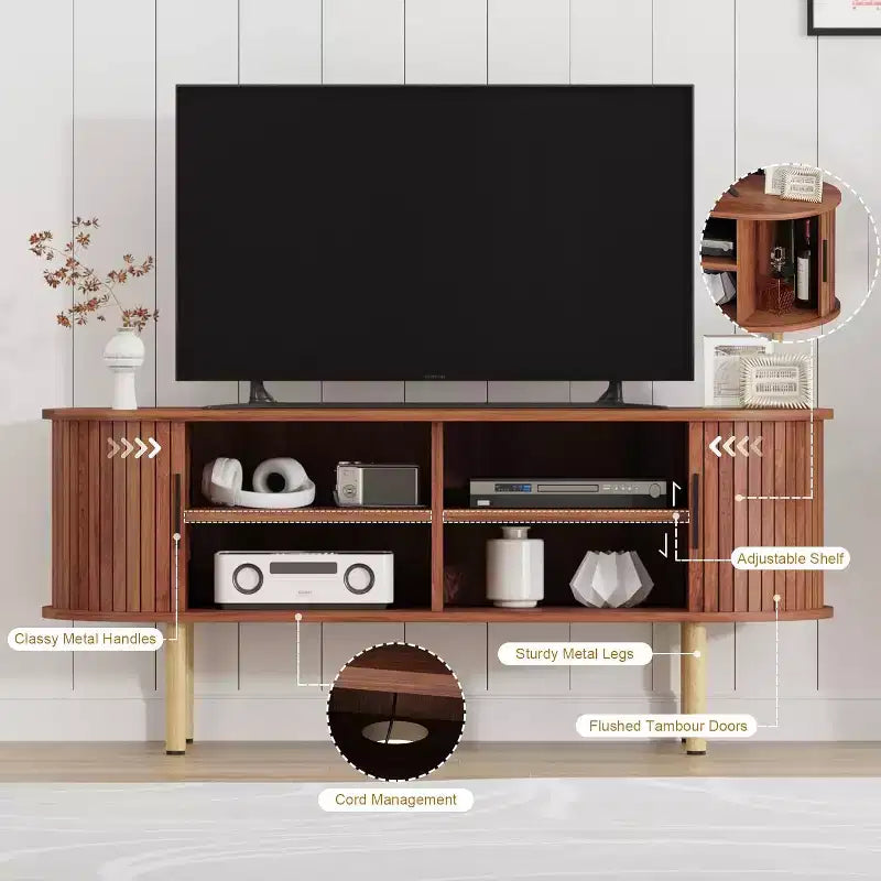 Meuble TV 65", Meuble de Rangement Moderne pour Salon, Couloir, Chambre à Coucher