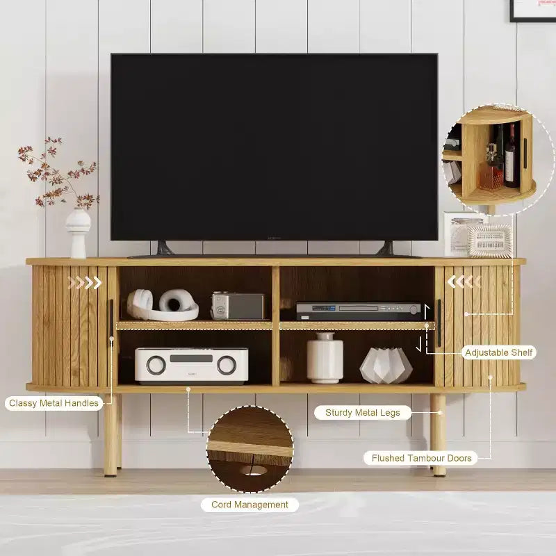 Meuble TV 65", Meuble de Rangement Moderne pour Salon, Couloir, Chambre à Coucher