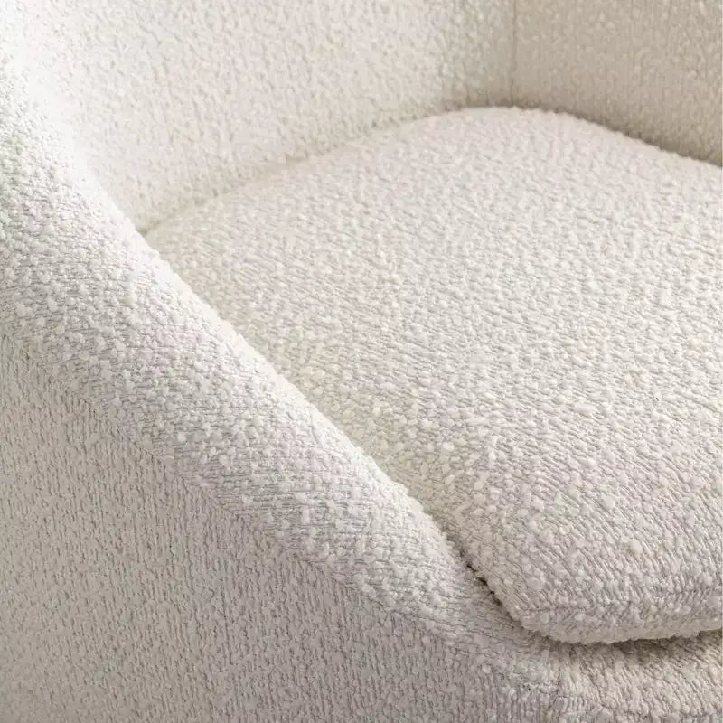 Fauteuil d'appoint moderne en tissu bouclette avec base pivotante à 360° et assise rembourrée, blanc