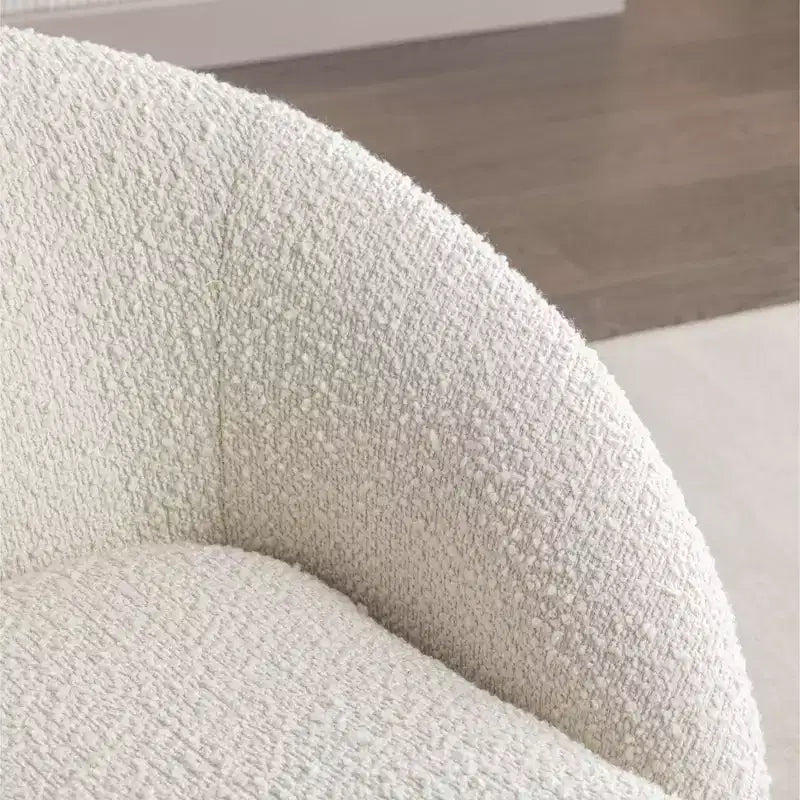 Fauteuil d'appoint moderne en tissu bouclette avec base pivotante à 360° et assise rembourrée, blanc