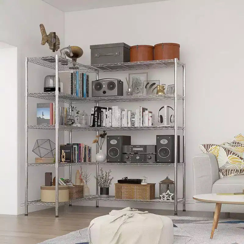 Étagère de rangement en acier à 5 niveaux, réglable en hauteur, très résistante