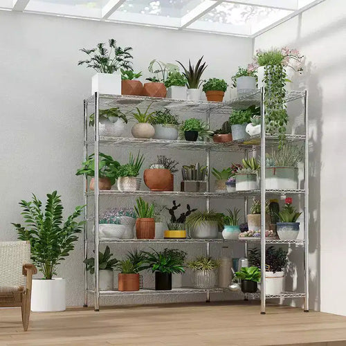 Étagère de rangement en acier à 5 niveaux, réglable en hauteur, très résistante