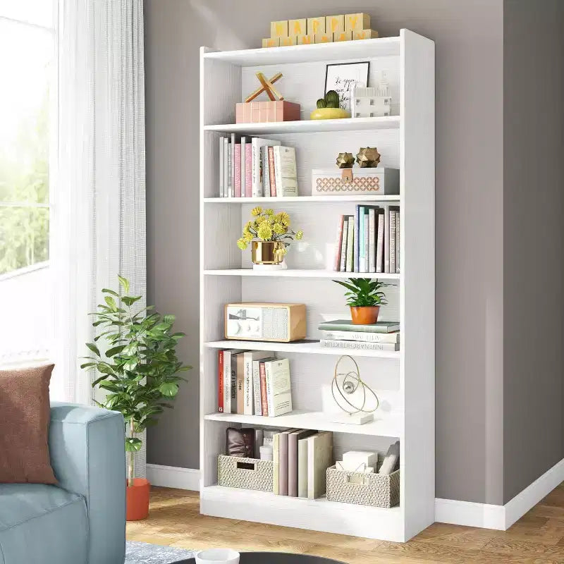 Bibliothèque de 198 cm de haut, étagère à livres moderne à 7 niveaux avec étagères ouvertes