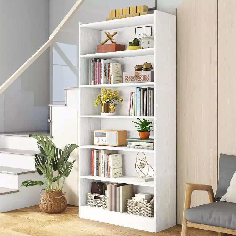Bibliothèque de 198 cm de haut, étagère à livres moderne à 7 niveaux avec étagères ouvertes