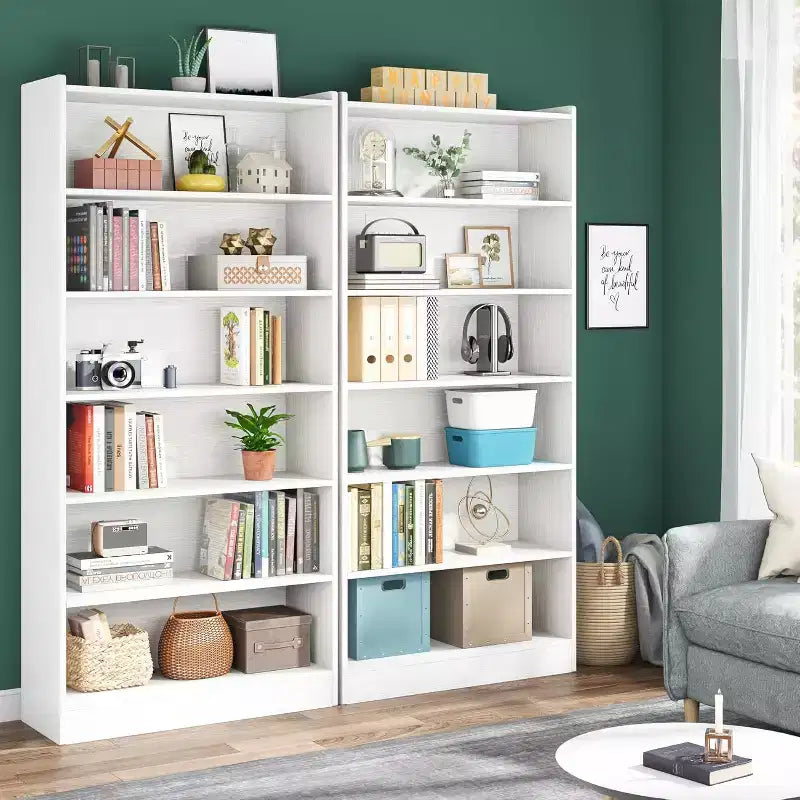 Bibliothèque de 198 cm de haut, étagère à livres moderne à 7 niveaux avec étagères ouvertes