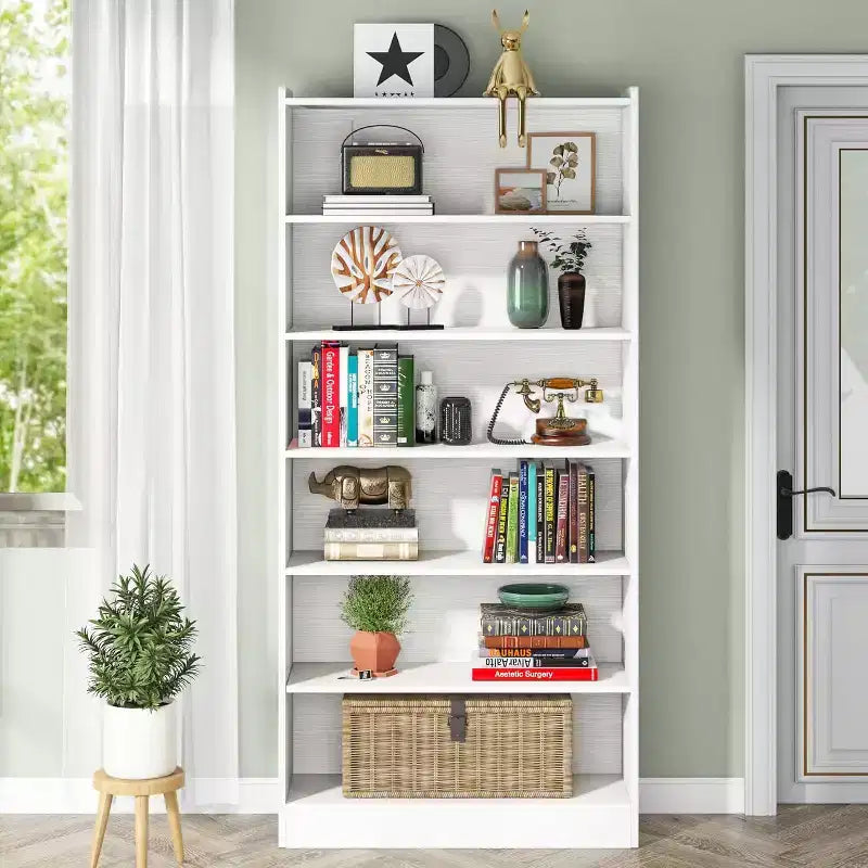Bibliothèque de 198 cm de haut, étagère à livres moderne à 7 niveaux avec étagères ouvertes