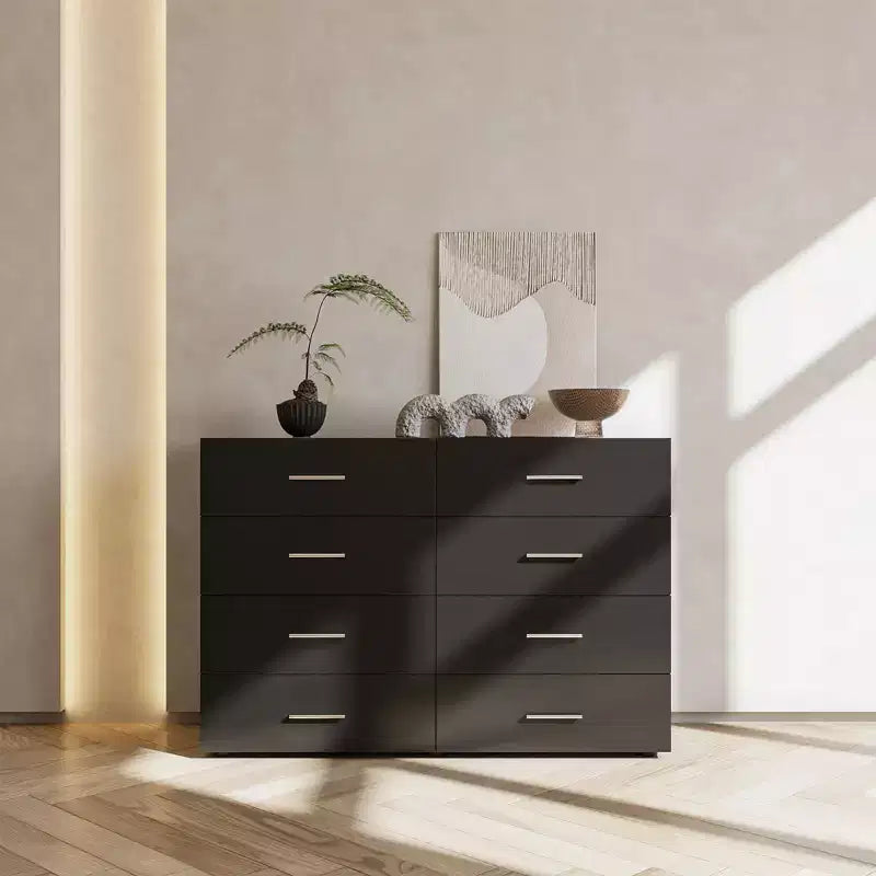 Commode noire 8 tiroirs, 120 cm de large