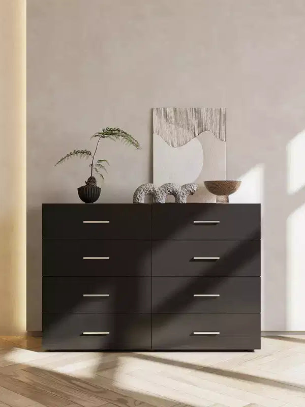 Commode noire 8 tiroirs, 120 cm de large
