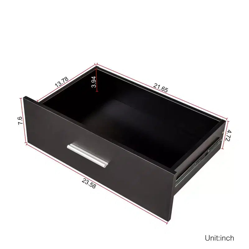 Commode noire 8 tiroirs, 120 cm de large