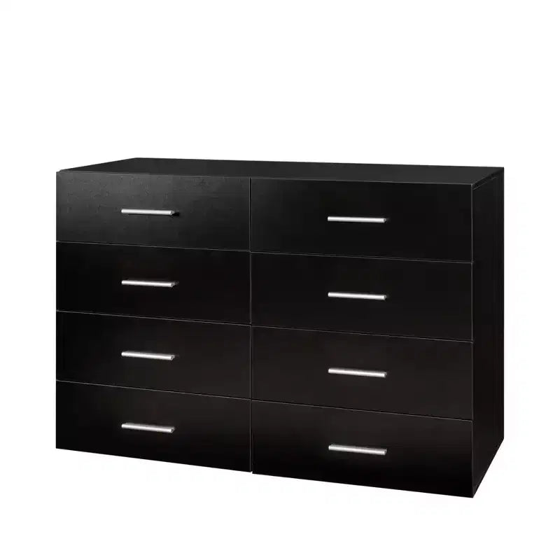 Commode noire 8 tiroirs, 120 cm de large