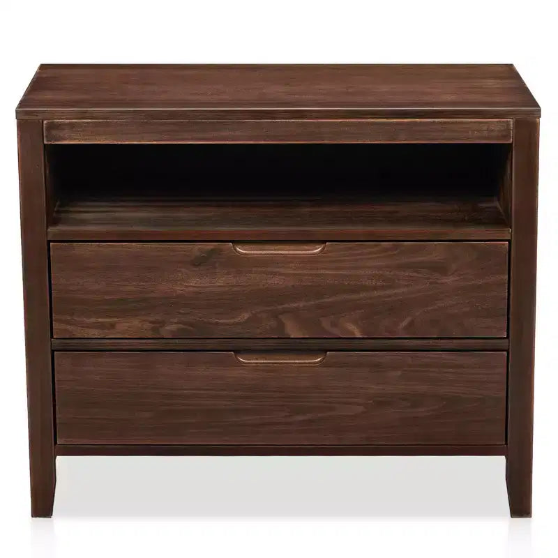 Table de chevet en MDF marron à 2 tiroirs, 75 cm de large
