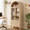 Meuble de rangement haut cintré de 180 cm avec 2 portes et étagères en acrylique pour salon