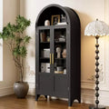 Meuble de rangement haut cintré de 180 cm avec 2 portes et étagères en acrylique pour salon