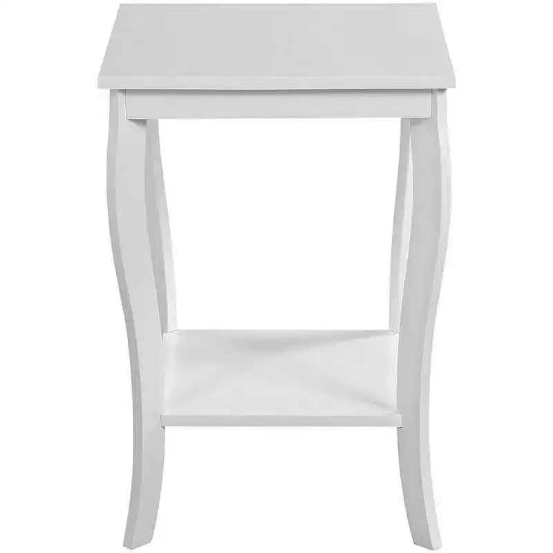 Table d'appoint carrée avec étagères à deux niveaux, table d'appoint de style transitoire pour salon