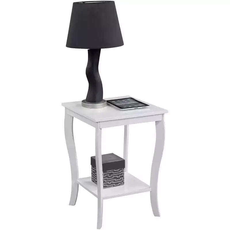 Table d'appoint carrée avec étagères à deux niveaux, table d'appoint de style transitoire pour salon