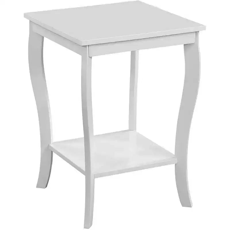 Table d'appoint carrée avec étagères à deux niveaux, table d'appoint de style transitoire pour salon