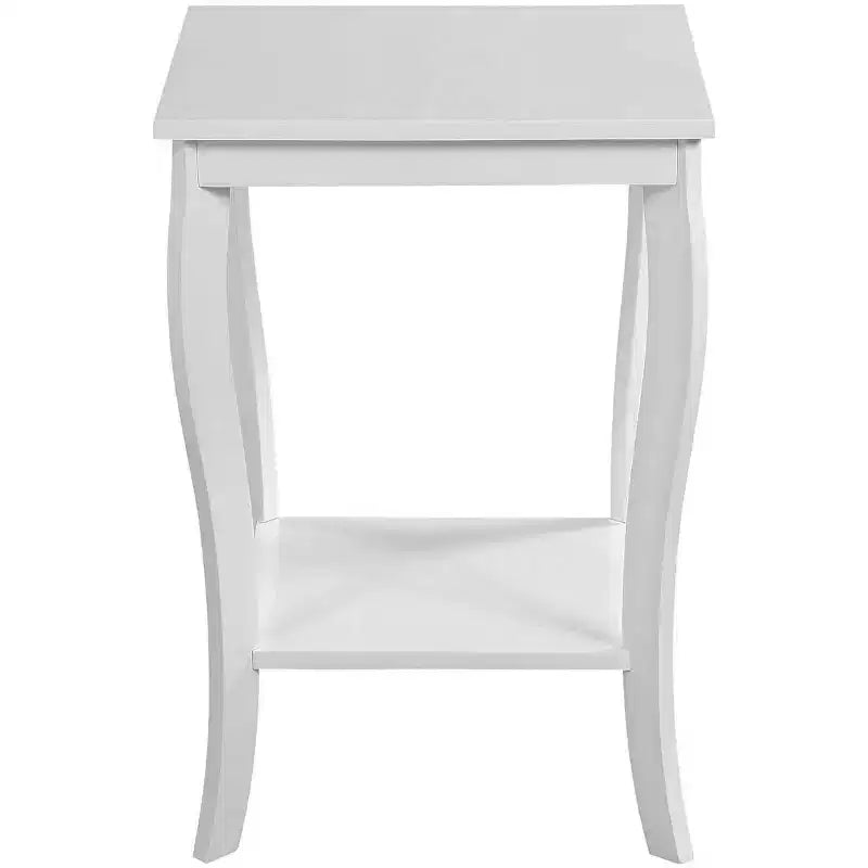 Table d'appoint carrée avec étagères à deux niveaux, table d'appoint de style transitoire pour salon