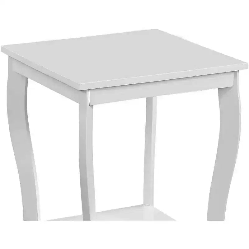 Table d'appoint carrée avec étagères à deux niveaux, table d'appoint de style transitoire pour salon