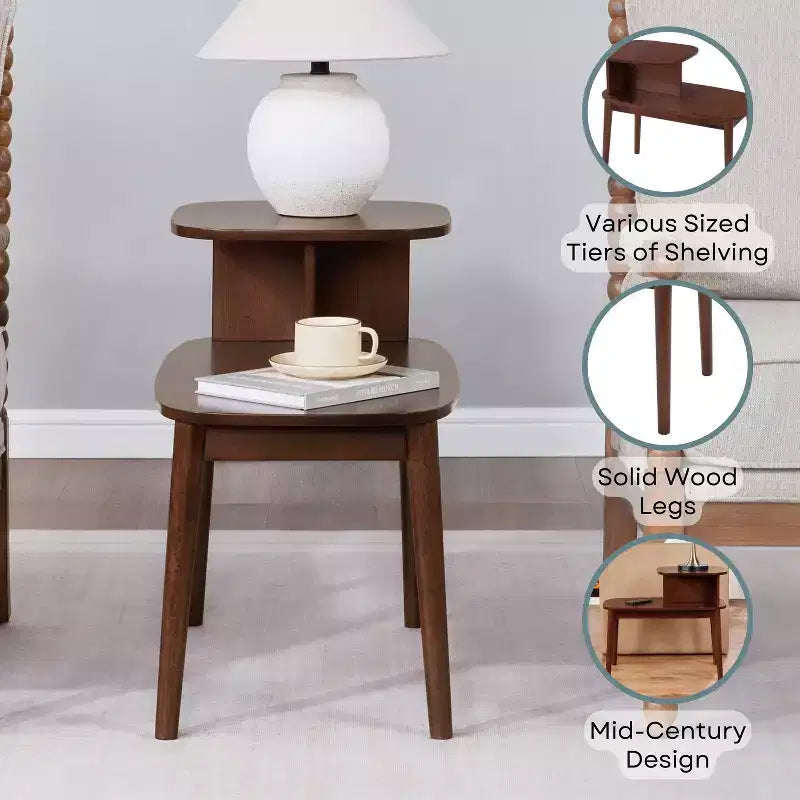 Table d'appoint avec tiroir et étagère coulissante, plateau en faux marbre blanc, finition noire