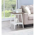 Table d'appoint style Mid-Century Modern avec étagère ouverte, plateau en MDF plaqué et pieds en bois d'hévéa