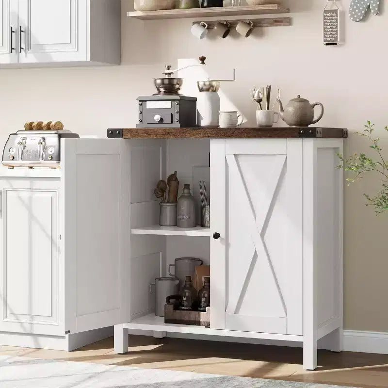 Buffet de ferme de 60 po avec 2 placards et une étagère ouverte