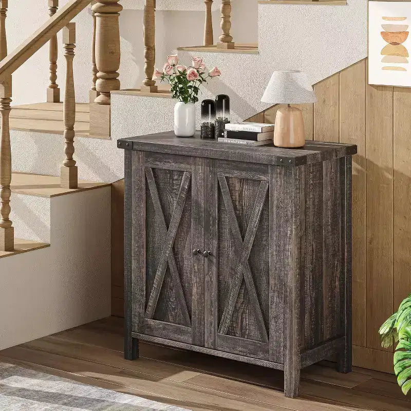 Buffet de ferme de 60 po avec 2 placards et une étagère ouverte