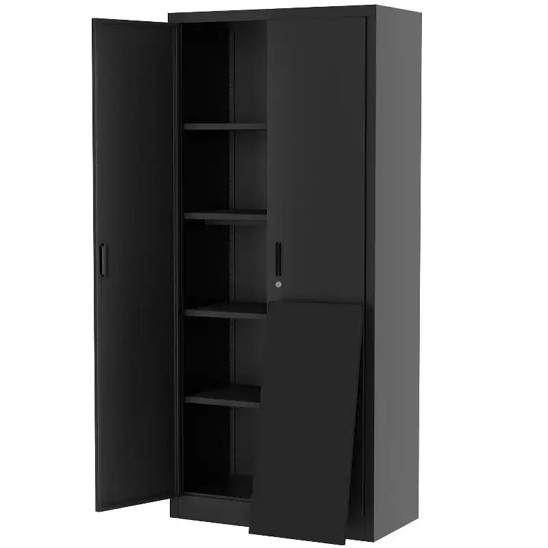 Meuble de rangement métallique de 180 cm de haut avec portes, 4 étagères réglables, verrouillable