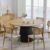 Table à manger ronde en bois massif de 52" pour 4 à 6 personnes, piètement conique texturé, couleur naturelle