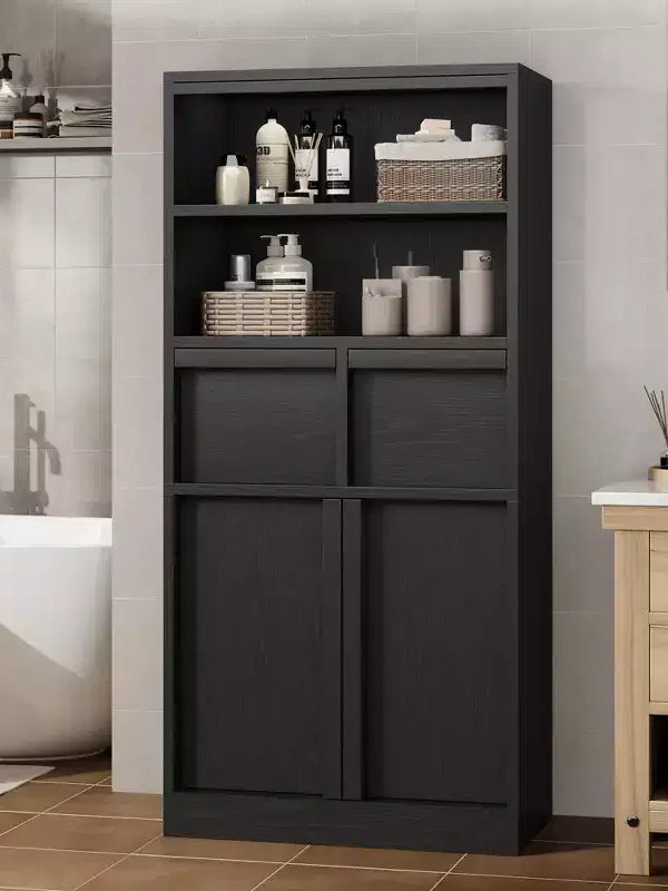 Meuble de salle de bain avec portes et tiroirs, meuble de rangement sur pied, meuble de rangement haut pour salle de bain, salon, cuisine, garde-manger