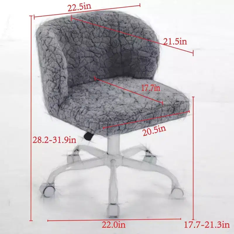 Fauteuil de bureau en velours avec piètement en métal doré, chaise de bureau pivotante à hauteur réglable