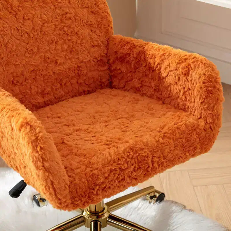 Fauteuil de bureau en velours avec piètement en métal doré, chaise de bureau pivotante à hauteur réglable