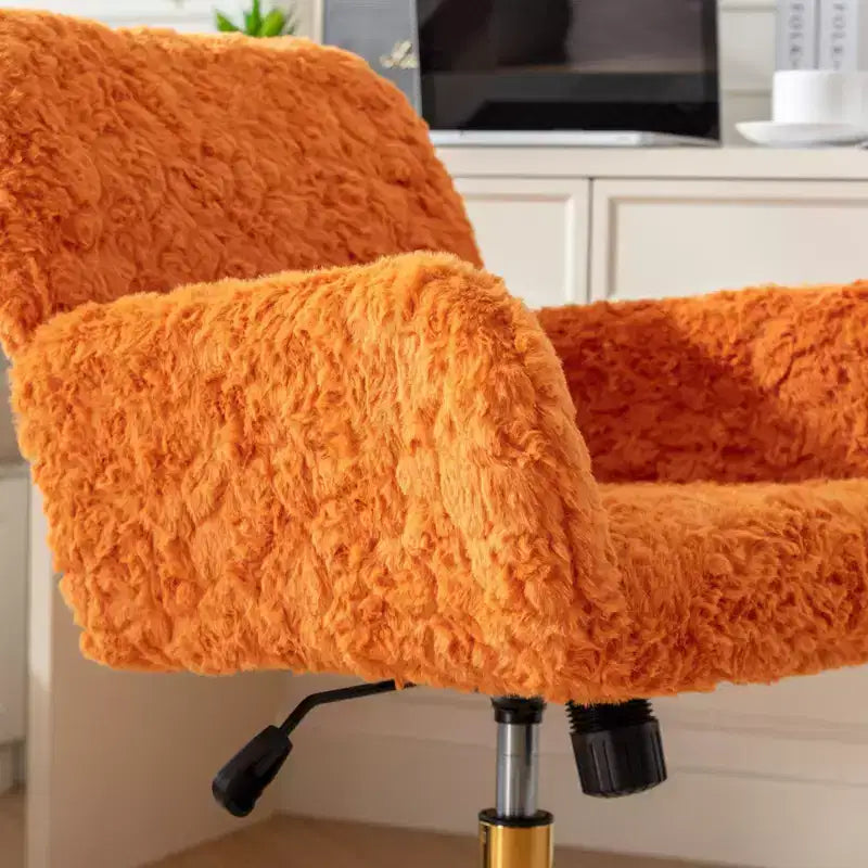 Fauteuil de bureau en velours avec piètement en métal doré, chaise de bureau pivotante à hauteur réglable