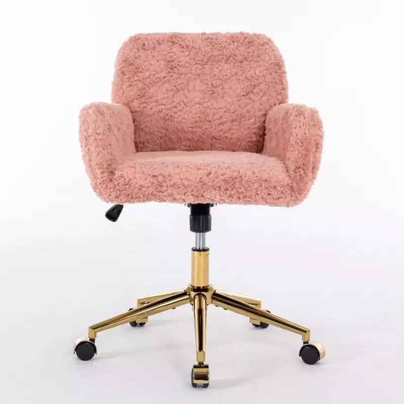 Fauteuil de bureau en velours avec piètement en métal doré, chaise de bureau pivotante à hauteur réglable